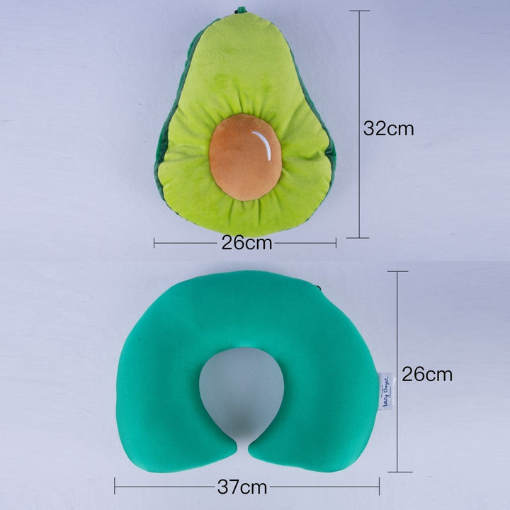 Lazy Dayz 2 Ways Reversible Microfibre Travel Pillow-Avocado/Watermelon