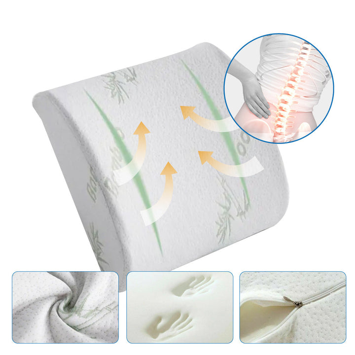 Memory Foam Lumbar Back Support Cushion Seat Set