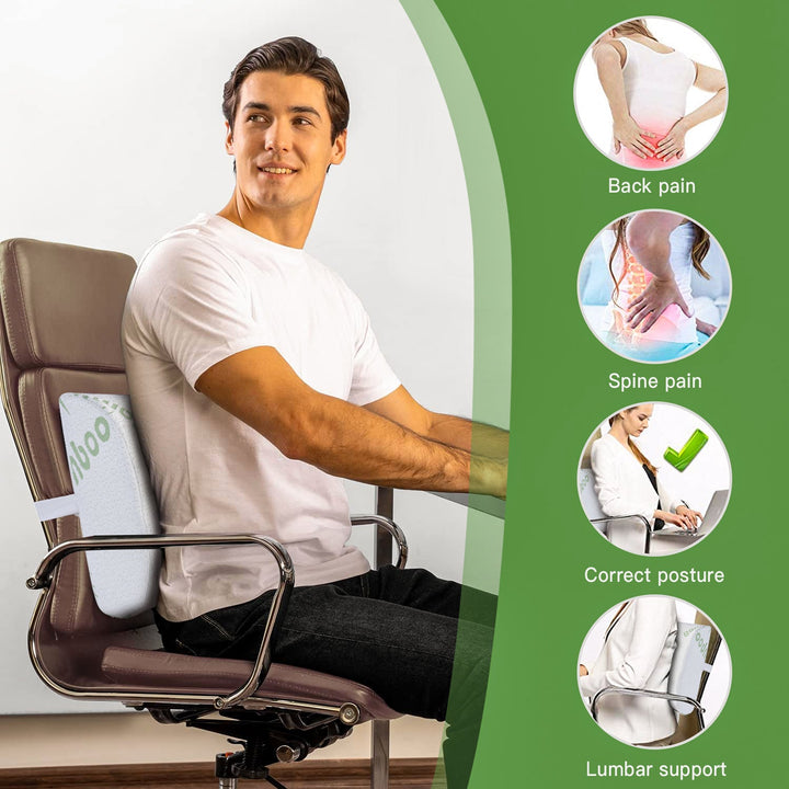 Memory Foam Lumbar Back Support Cushion Seat Set