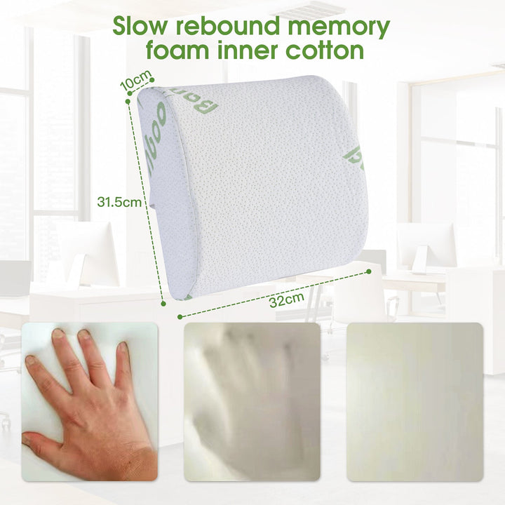 Memory Foam Lumbar Back Support Cushion Seat Set