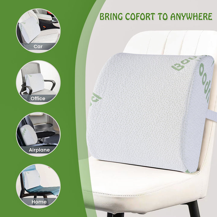 Memory Foam Lumbar Back Support Cushion Seat Set
