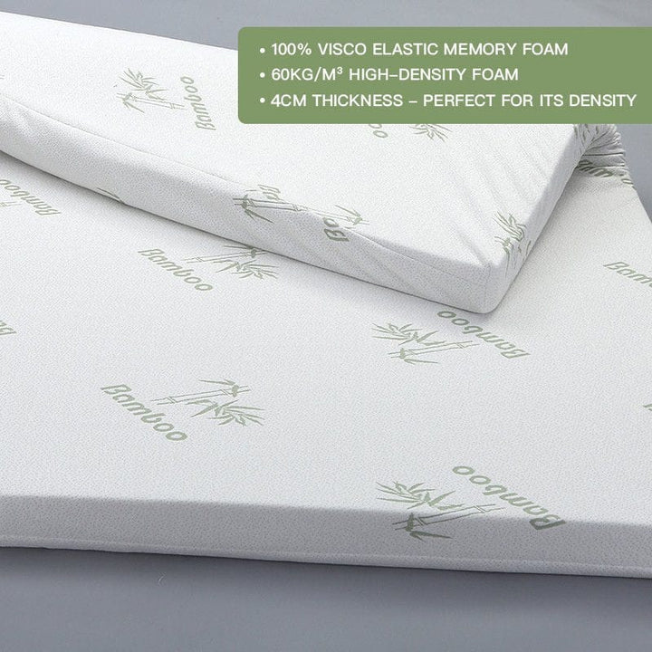 Living Today 4cm Memory Foam Mattress Topper with Bamboo Cover - Double