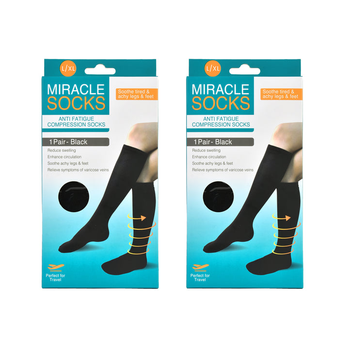 2 pairs of Miracle Compression Socks - Large/XL