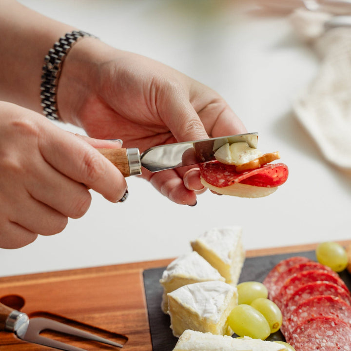 Clevinger cheese board Clevinger 4 Piece Acacia Wood & Slate Cheese Board With Knife Set