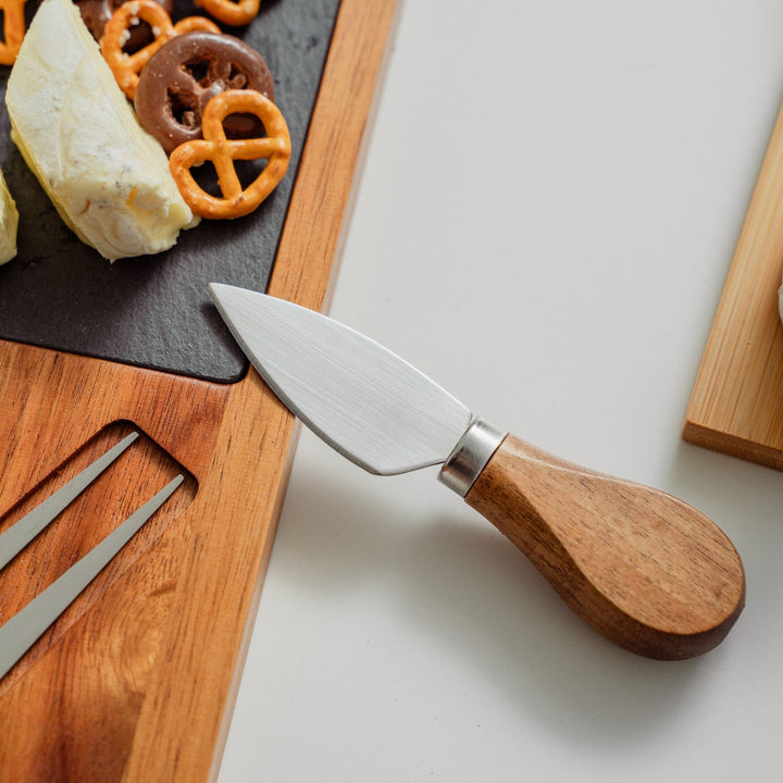 Clevinger cheese board Clevinger 4 Piece Acacia Wood & Slate Cheese Board With Knife Set