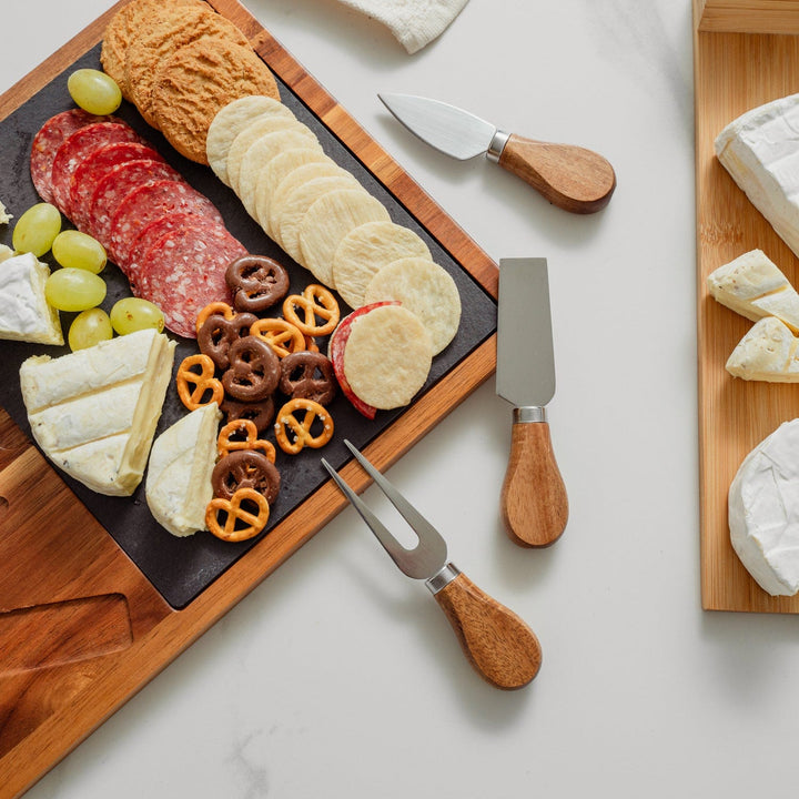 Clevinger cheese board Clevinger 4 Piece Acacia Wood & Slate Cheese Board With Knife Set