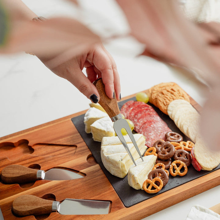 Clevinger cheese board Clevinger 4 Piece Acacia Wood & Slate Cheese Board With Knife Set