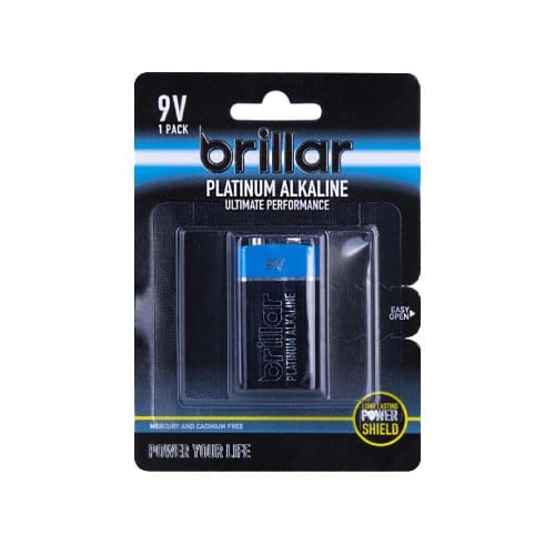 Brillar Brillar 9V Platinum Alkaline Battery 2 Pack