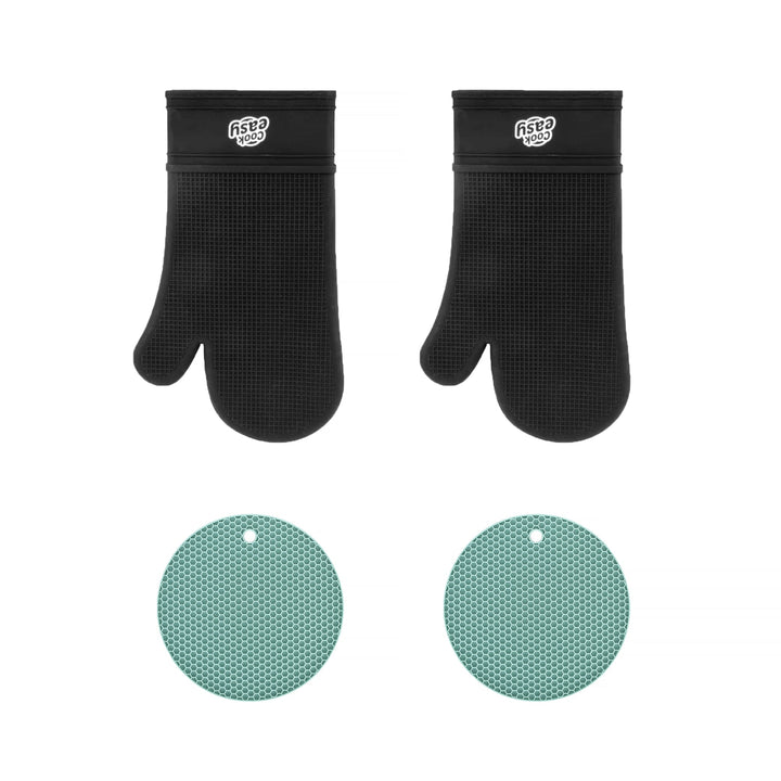 4 Pcs Silicone Oven Mitt and Multi Purpose Kitchen Heat Pad Insulation Mat