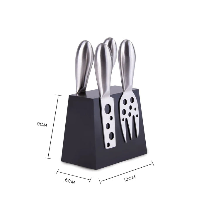 4 Pcs Clevinger Hobson Stainless Steel Cheese Knife Set With Magnetic Block