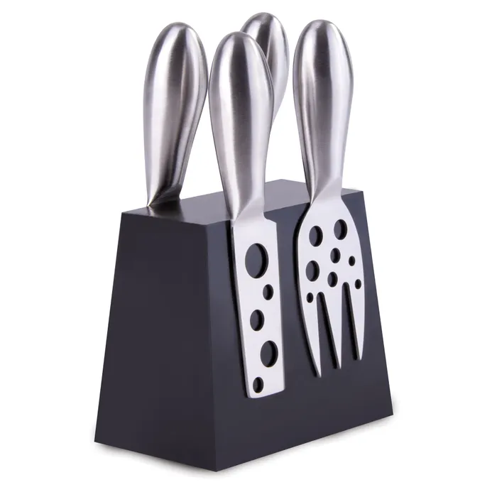 4 Pcs Clevinger Hobson Stainless Steel Cheese Knife Set With Magnetic Block
