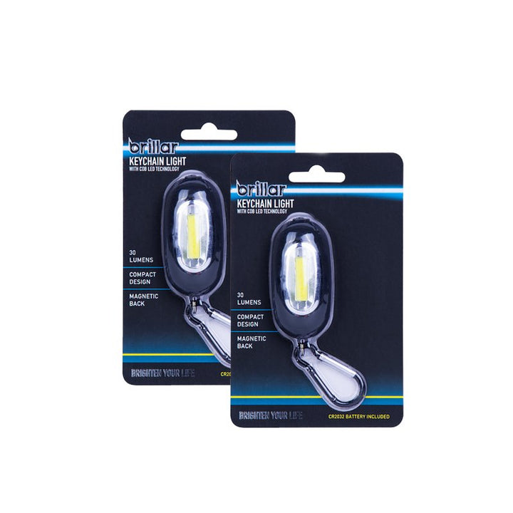 2 Pcs Super Bright Keychain Light with COB LED Technology - Black/Blue