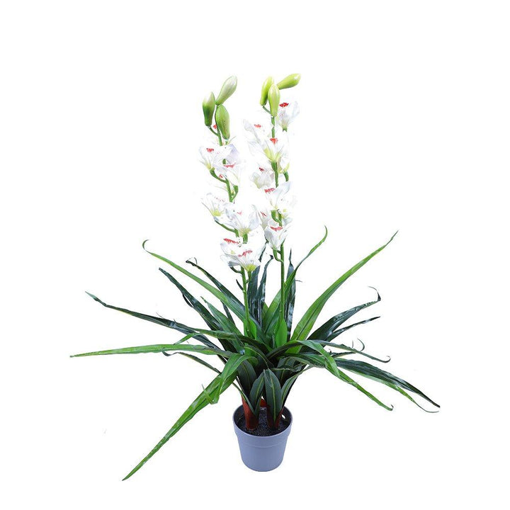 100cm Faux Artificial Home Decor Potted  Cymbidium-Red/White