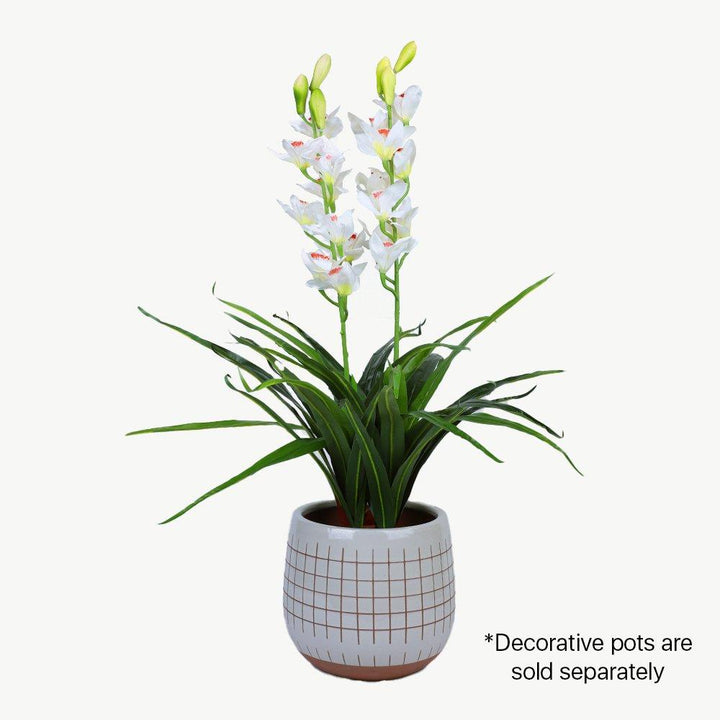 100cm Faux Artificial Home Decor Potted  Cymbidium-Red/White