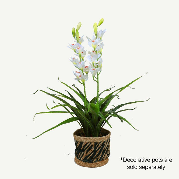 100cm Faux Artificial Home Decor Potted  Cymbidium-Red/White