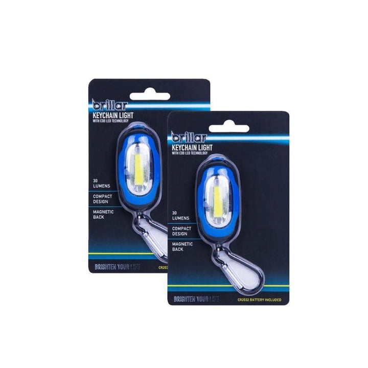 2 Pcs Super Bright Keychain Light with COB LED Technology - Black/Blue
