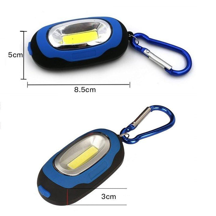 2 Pcs Super Bright Keychain Light with COB LED Technology - Black/Blue