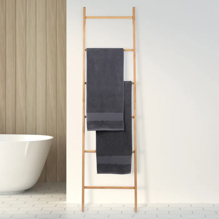 Elevate Your Home Organization with the Bamboo 6-Step Towel Ladder!