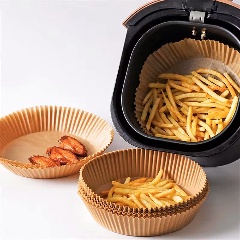 Simplify Your Cooking with 100pc Disposable Unbleached Silicone Paper Dish Air-Fryer Liners