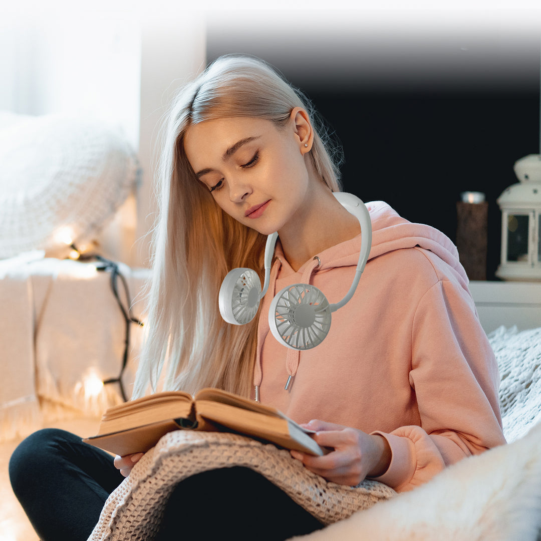 Stay Cool On the Go with the USB Rechargeable Neck Hanging Fan