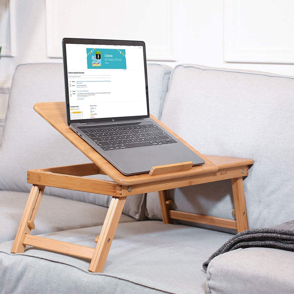 Work Comfortably Anywhere with the Foldable and Adjustable Bamboo Laptop Table
