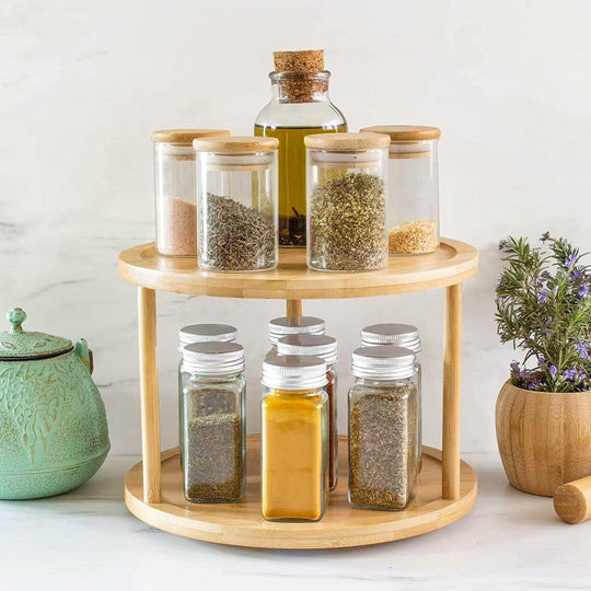 2-Tier Bamboo Lazy Susan Turntable: Smart Storage for Your Kitchen