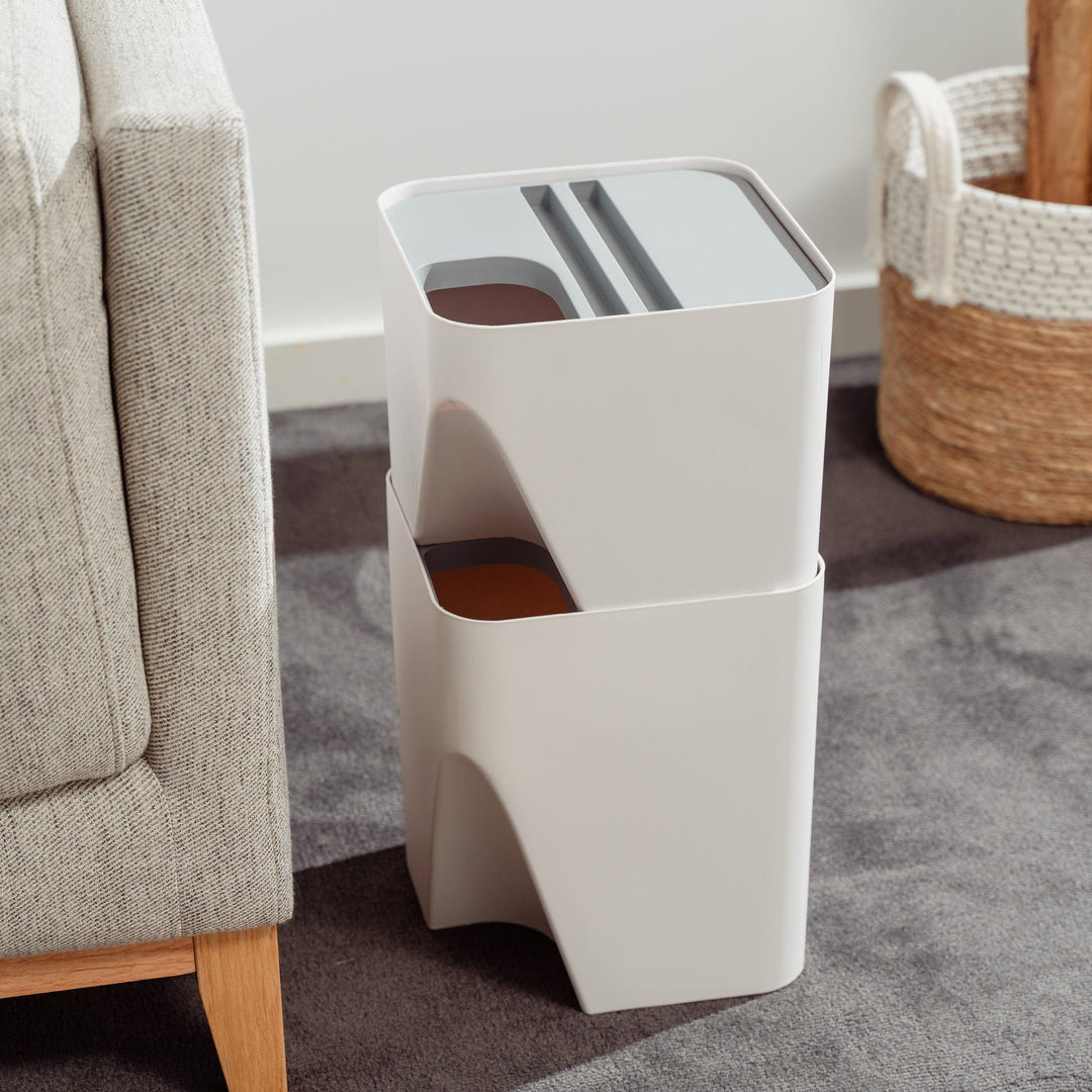 Maximize Your Space with the 12L+18L Stackable Plastic Kitchen Trash Bin