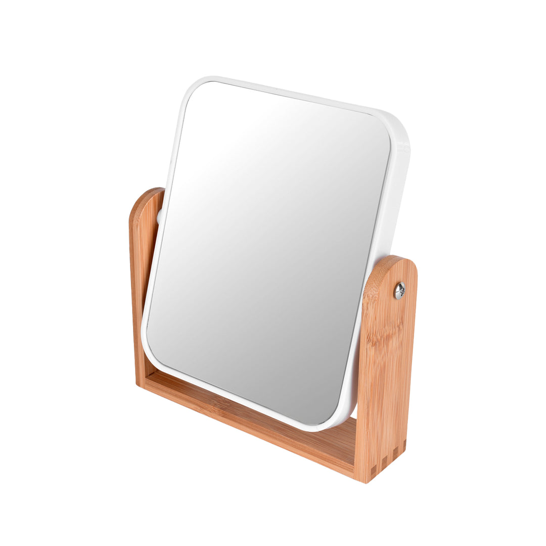 Enhance Your Beauty Routine with the Bamboo Stand Double-Sided Magnification Makeup Mirror