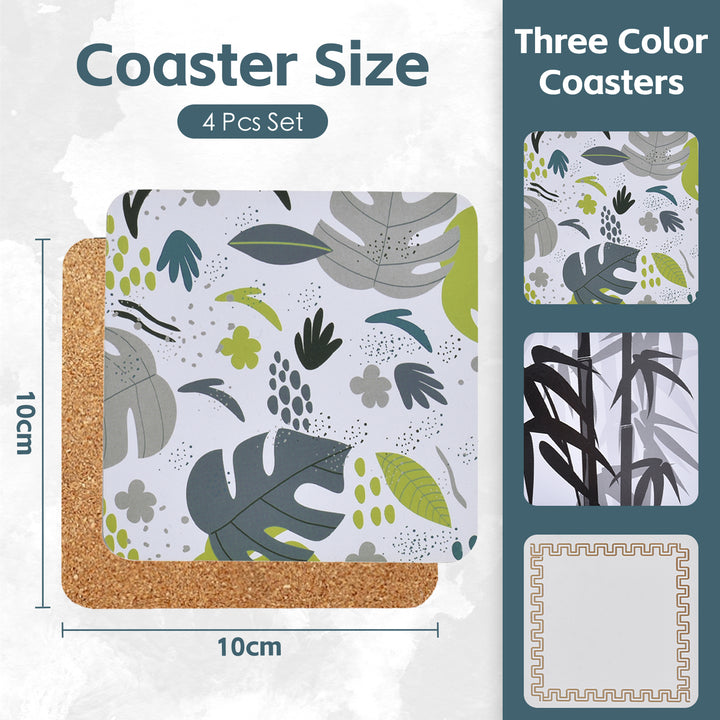Clevinger 8 pcs MDF Placemats and Coasters Monstera