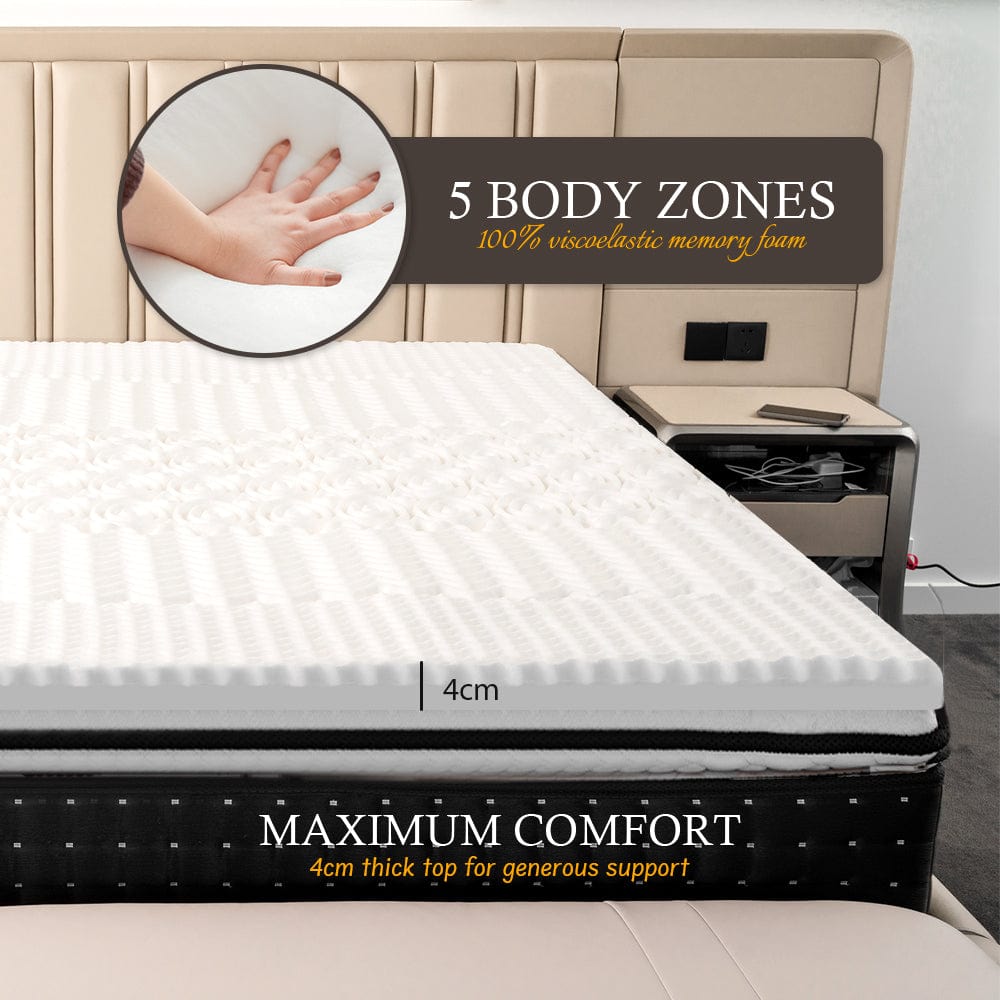 Living Today Mattresses 4cm Memory Foam Mattress Topper with Bamboo Cover - Double