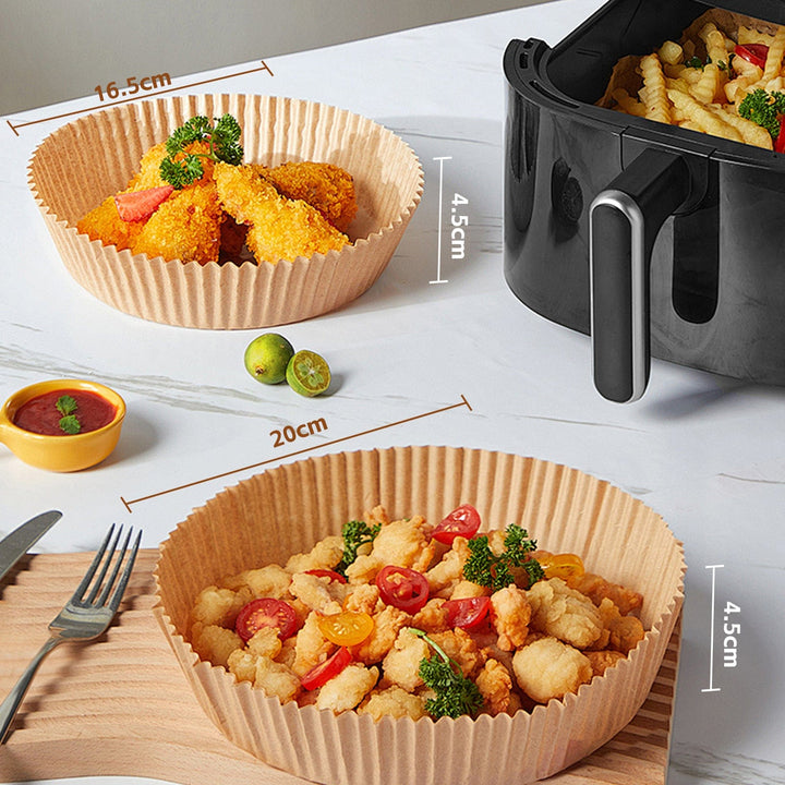 200 Pcs Disposable Unbleached Silicone Paper Dish Air-fryer Liner (100 small round + 100 small square))