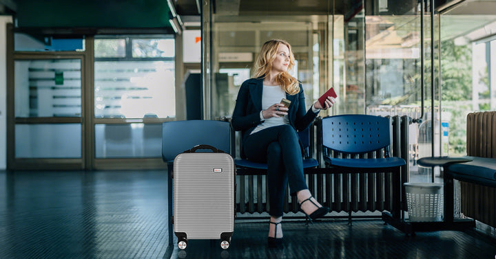 20" Digital Weighing Scale and USB Charging Port Lightweight Carry-on Luggage Suitcase Silver