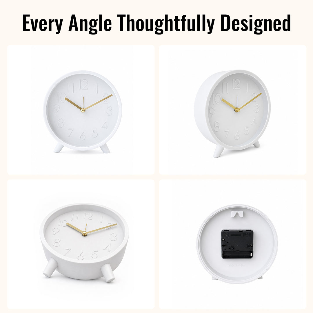 Clevinger White & Gold Tabletop Alarm Clock | 14.7cm