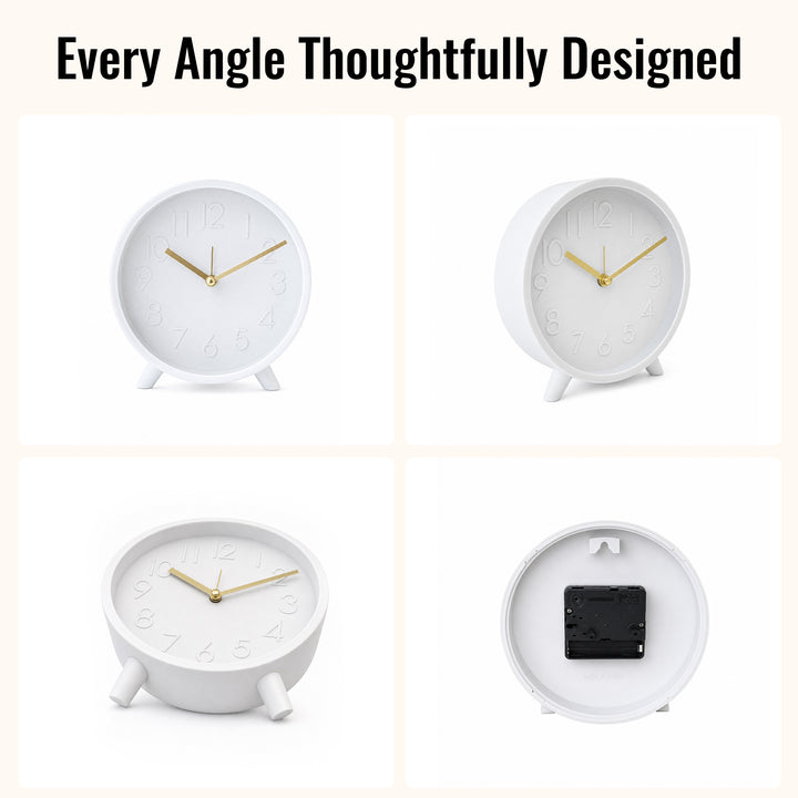 Clevinger White & Gold Tabletop Alarm Clock | 14.7cm