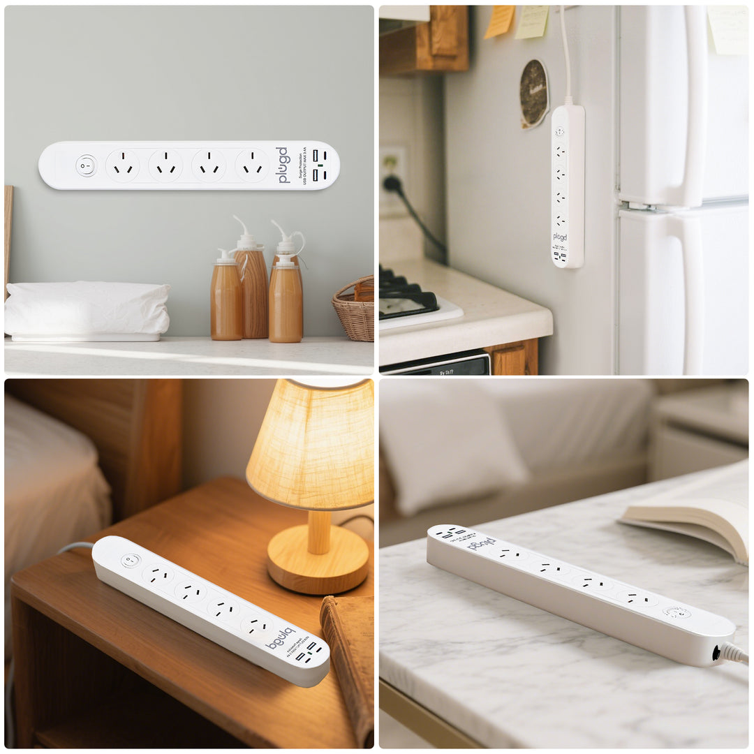 6 Outlet Powerboard With Surge Protection and Dual USB Charger 1M Lead Cable