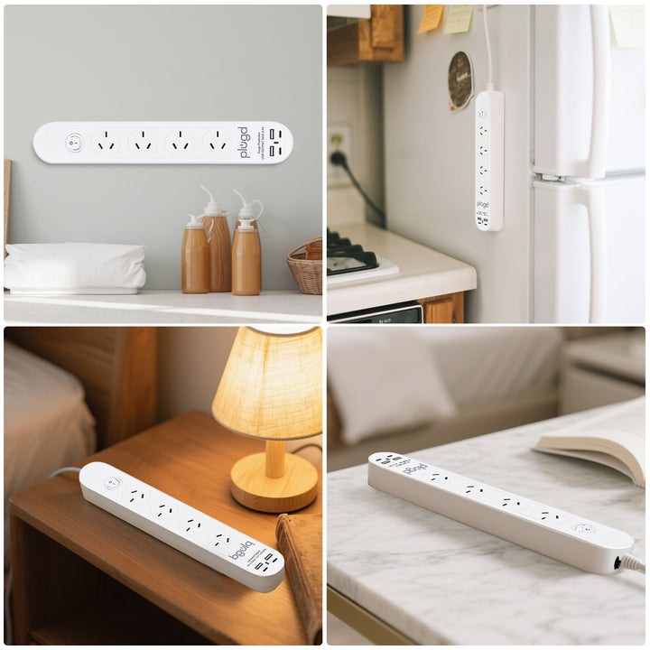 6 Outlet Powerboard With Surge Protection and Dual USB Charger 1M Lead Cable