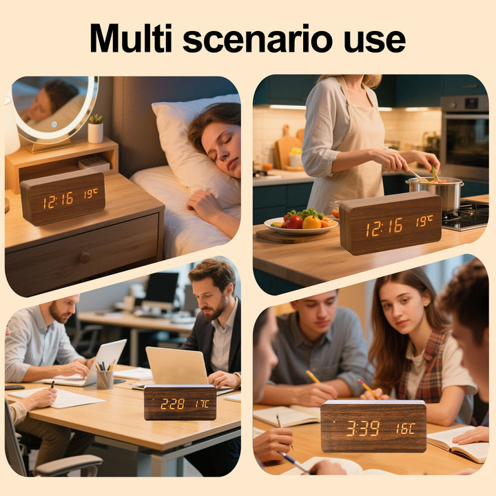 Sound Control Digital Alarm Clock & Thermometer