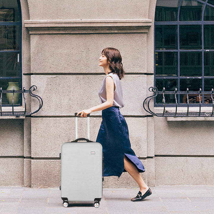 20" Digital Weighing Scale and USB Charging Port Lightweight Carry-on Luggage Suitcase Silver