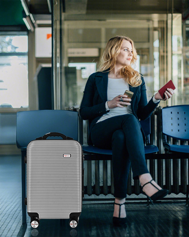 20" Digital Weighing Scale and USB Charging Port Lightweight Carry-on Luggage Suitcase Silver