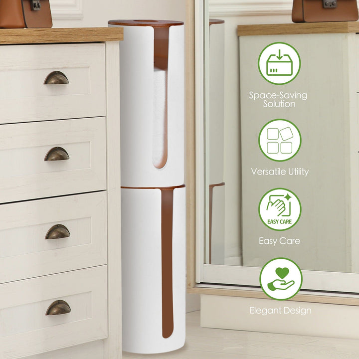 Clevinger bathroom accessories Bamboo Lid Toilet Roll Storage Holder