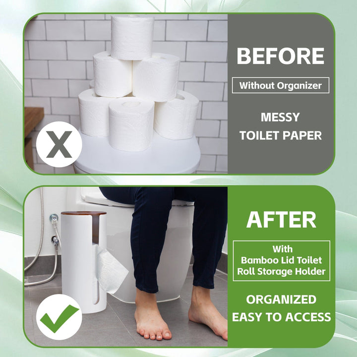 Clevinger bathroom accessories Bamboo Lid Toilet Roll Storage Holder