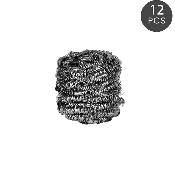 12 Pcs  Heavy‑Duty Stainless Steel Scourers – Durable Cleaning Pads for Pots, BBQ, Grill
