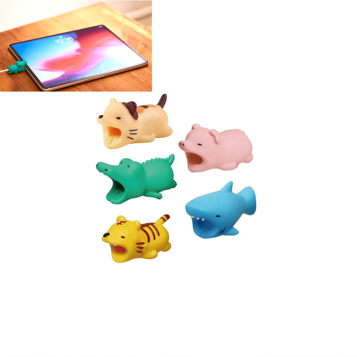 5 Pcs Animal Collection Silicon Cable Protector Pack-Random Design Selected