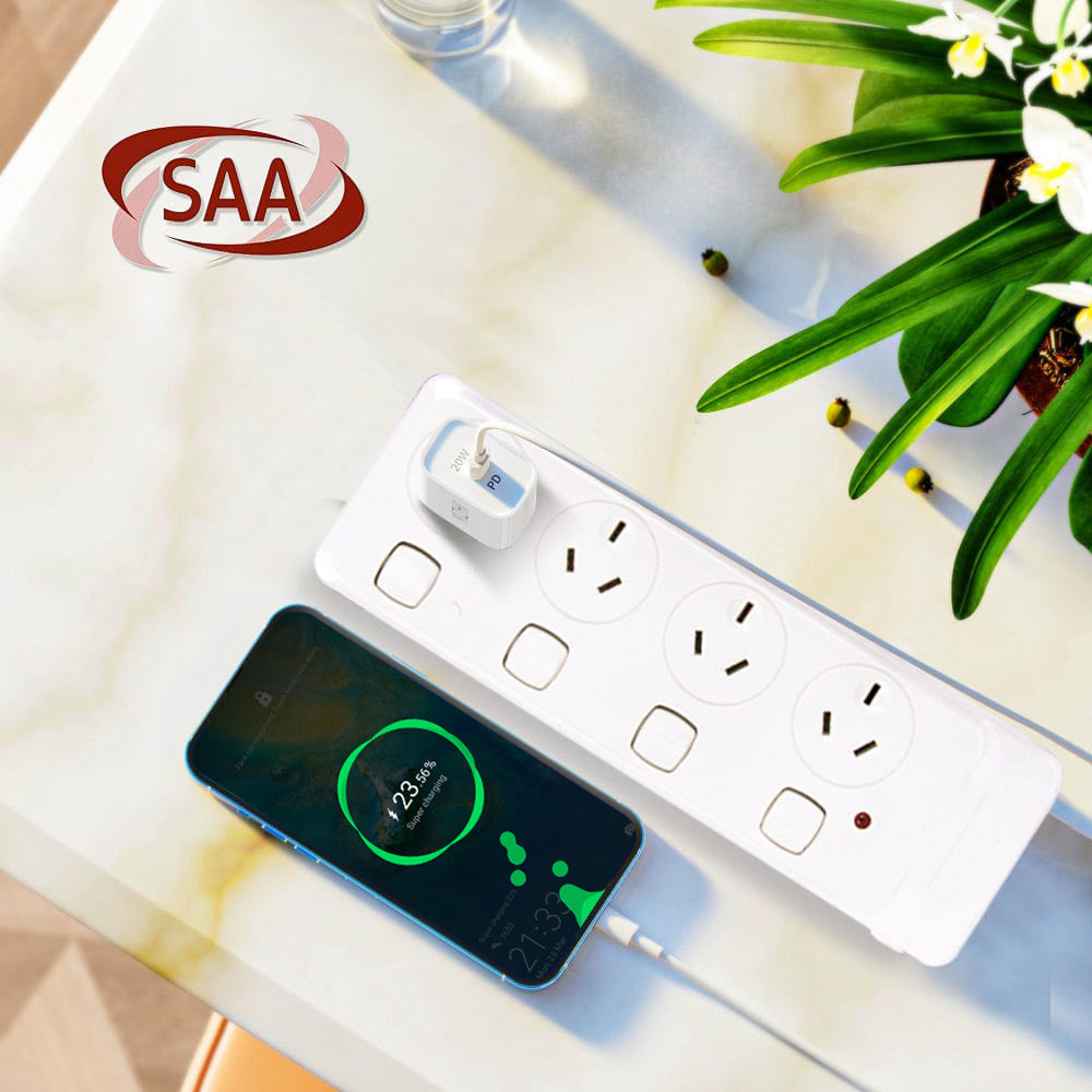 4 Outlet Power Board With Surge Protection with Individual Switches 1M Lead Cable