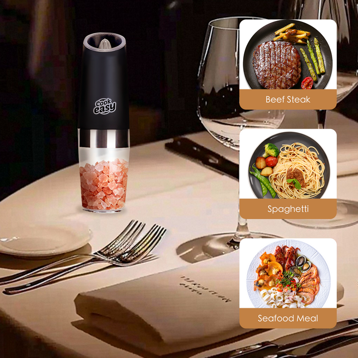 2 Pcs Gravity Sensor Electric Salt and Pepper Spice Grinder