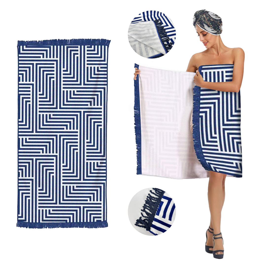 Rectangular Quick Dry Beach Towel with Tassel