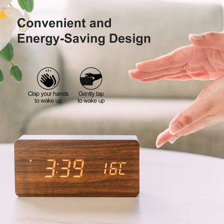 Sound Control Digital Alarm Clock & Thermometer