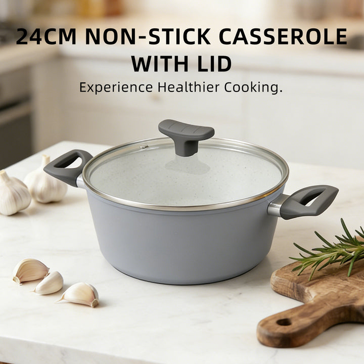 CLEVINGER 24CM NON-STICK CASSEROLE WITH LID