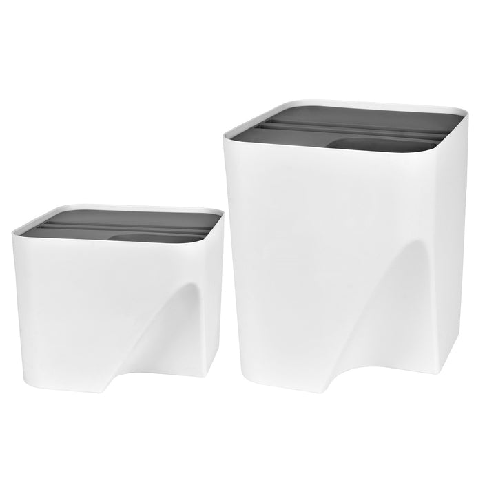 2 Pcs 12L+18L Stackable Plastic Kitchen Trash Bin Household Classification Storage Box