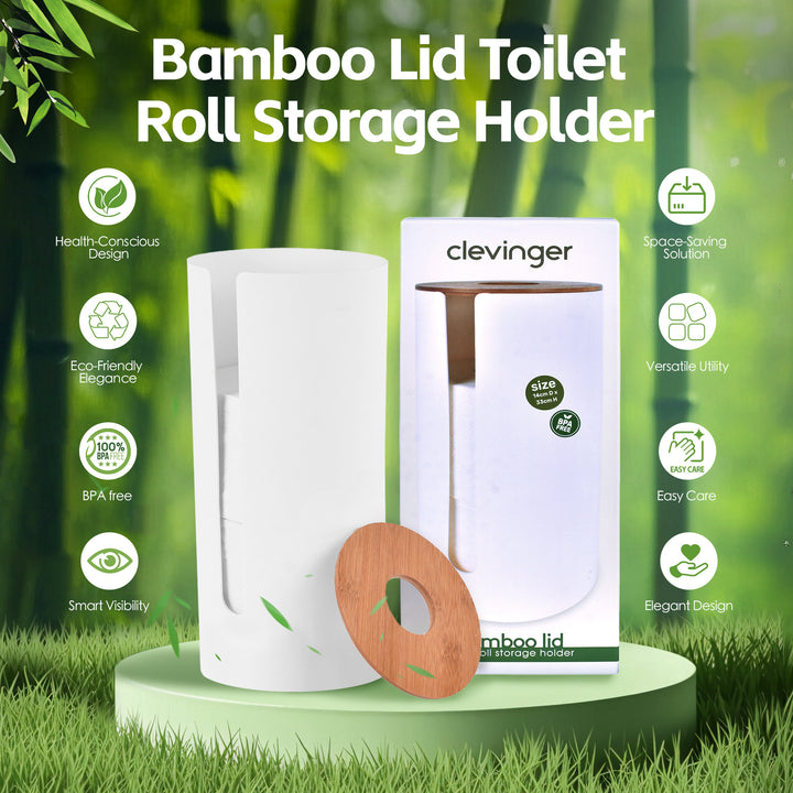 1/2 Pcs Bamboo Lid Toilet Roll Storage Holder